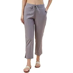 nermosa Women Cotton Pant Elasticated Waist Regular Slim Fit Trouser, Pocket Pants for Office School Formal Casual Daily Use-picture-41