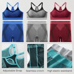 neska moda Combo Pack of Sports Bra & Shorts Gym Wear Set for Women, Workout Set Combo, Wire Free Padded Sports Bra with High Waist Shorts for Great Comfort, Athleisure Yoga Wear (Grey) Size-L-GW01 image 3