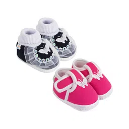 NESKA MODA 0 To 6 Month 2 Pair Set Butterfly Newborn Soft Skin-Friendly Cotton Booties-picture-26