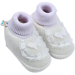 neska moda 0 To 6 Months Baby Girls Cute Cotton Pre-Walker Butterfly Frill Booties (White)-BT4899-picture-13