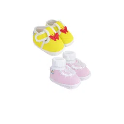 NESKA MODA 0 To 6 Months Newborn Baby Girls Pack of 2 Pair Soft Cotton Butterfly Frill Booties-picture-20