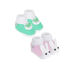 Neska Moda 3 To 12 Months Baby Boys & Baby Girls Pack of 2 Pair Cute Soft Cotton Pre-Walker Booties-picture-14