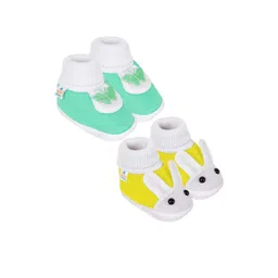 Neska Moda 3 To 12 Months Unisex Baby Set of 2 Pair Combo Cotton Butterfly & Rabit Face Booties (Toe to Heel Length - 12 cm, Mint, Yellow)-picture-11