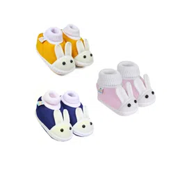 NESKA MODA 6 To 12 Months Baby Boys & Baby Girls 3 Pair Combo Pack Cute Soft Cotton Rabbit Booties-picture-37