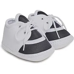 neska moda 6 To 12 Months Baby Boys & Baby Girls Cute Soft Cotton Pre-Walker Lace Booties (White,Black)-BT4766-picture-14