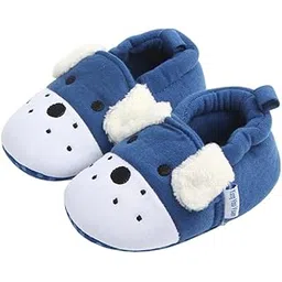 neska moda 6 To 12 Months Baby Boys & Girls Animal Face Slip-On Closure Cotton Booties (Blue & White) - BT5052-picture-28