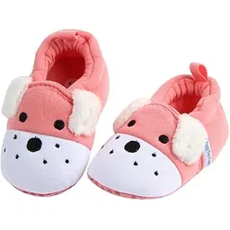 neska moda 6 To 12 Months Baby Boys & Girls Animal Face Slip-On Closure Cotton Booties (Pink & White) - BT5054-picture-39