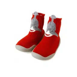 Neska Moda 6 To 12 Months Baby Boys & Girls Anti-Skid Silicon Sole Rubber Socks Shoes/ Booties (Toe to Heel Length - 12 cm, Red)-picture-34