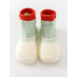 Neska Moda 6 To 12 Months Baby Boys & Girls Anti-Skid Silicon Sole Rubber Socks Shoes/ Booties (Toe to Heel Length - 12 cm, White, Green)-picture-33