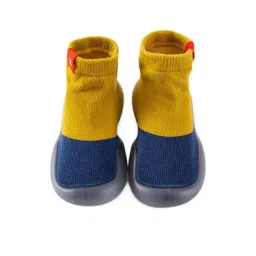 Neska Moda 6 To 12 Months Baby Boys & Girls Anti-Skid Silicon Sole Rubber Socks Shoes/ Booties (Toe to Heel Length - 12 cm, Yellow, Navy Blue)-picture-31