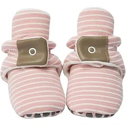 neska moda 6 To 12 Months Baby Boys & Girls Soft Cotton Striped Hook & Loop Closure Booties (Peach) - BT5082-picture-41