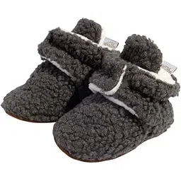 neska moda 6 To 12 Months Baby Boys & Girls Soft Fur Solid Hook & Loop Closure Booties (Dark Grey) - BT5042-picture-43