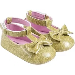 neska moda 6 To 12 Months Baby Boys & Girls Synthetic Leather Solid Hook & Loop Closure Belly/Booties (Gold) - BT5098-picture-24