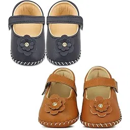 neska moda 6 To 12 Months Baby Girls Set of 2 Pair Synthetic Leather Sandal Booties (Black,Brown) -BT1237andBT1238-picture-50