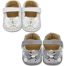 neska moda 6 To 12 Months Baby Girls Set of 2 Pair Synthetic Leather Sandal Booties (White,Grey) -BT1205andBT1240-picture-33