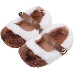 neska moda 6 To 12 Months Baby Girls Soft Fur Colorblock Hook & Loop Closure Booties (White & Brown) - BT5151-picture-44