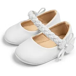 neska moda 6 to 12 Months Baby Girls Synthetic Leather Belly Shoes, Bowknot Rubber Sole Anti-Slip PU Newborns Dress Shoes First Walker Toddler Baby Shoes BT4211-picture-29