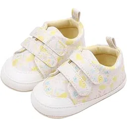 neska moda 6 To 12 Months Baby Girls Synthetic Leather Floral Double Hook & Loop Closure Booties (Cream) - BT5176-picture-40