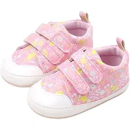 neska moda 6 To 12 Months Baby Girls Synthetic Leather Floral Double Hook & Loop Closure Booties (Pink) - BT5177-picture-13