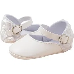 neska moda 6 To 12 Months Baby Girls Synthetic Leather Solid Hook & Loop Closure Booties (White) - BT5132-picture-32