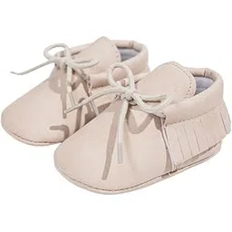neska moda 6 To 12 Months Baby Girls Synthetic Leather Solid Lace-Up Closure Booties (Cream) - BT5122-picture-56