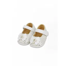 Neska Moda 6 To 12 Months Newborn Baby Girls Belly Shoe Fancy Partywear Polka Dot Sandal Booties (Toe to Heel Length - 12 cm, White)-picture-25