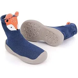 neska moda Baby Boys & Girls Feet-Hugging Design Anti-Skid Silicon Sole Rubber Socks Shoes/Booties For 6 to 18 Months (Grey,Orange)-BT3497-picture-33