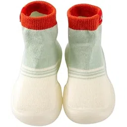 neska moda Baby Boys & Girls Feet-Hugging Design Anti-Skid Silicon Sole Rubber Socks Shoes/Booties For 6 to 18 Months (White,Green)-BT3532-picture-34