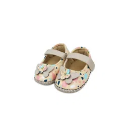 NESKA MODA Baby Girls Beige Floral Velcro Sandal Booties-picture-11