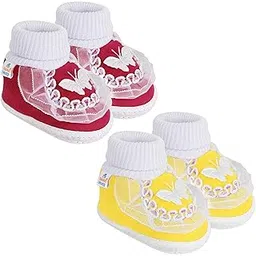 neska moda Baby Girls Set Of 2 Pair Booties for 6 to 12 Months (Maroon,Yellow) -BT17andSK141-picture-21
