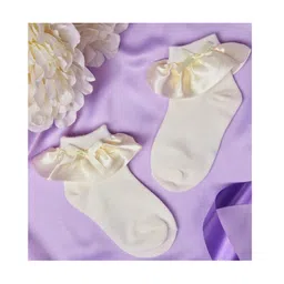 Neska Moda Cotton Elastane Knit Frill Detailed Socks - Off White-picture-14