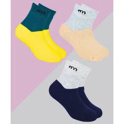 Neska Moda Cotton Elastane Pack Of 3 Colour Blocked Socks - Multi Colour-picture-36