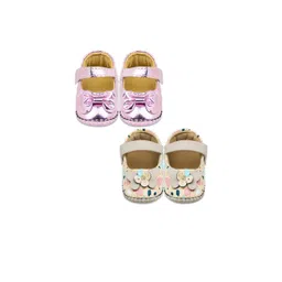 NESKA MODA Girls Pack Of 2 Floral Velcro Booties-picture-41