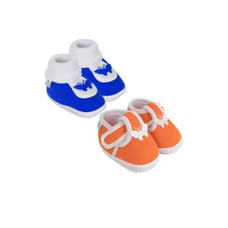 NESKA MODA Kids Pack of 2 Cotton Blue & Orange Booties-picture-58