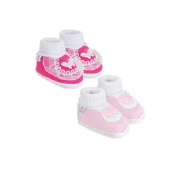 NESKA MODA Kids Pack of 2 Cotton Pink Booties-picture-12