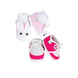 NESKA MODA Kids Pack Of 2 Pink Cotton Booties image 5