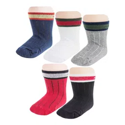 NESKA MODA Kids Pack of 5 Colourblocked Cotton Ankle Length Socks-picture-55