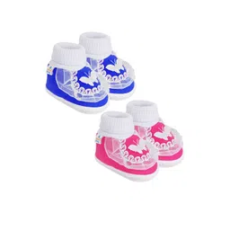 NESKA MODA Kids-Unisex Blue Cotton Booties-picture-21
