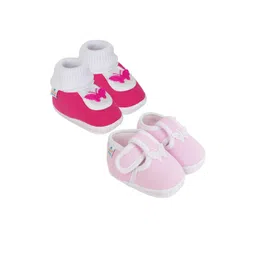 NESKA MODA Kids-Unisex Pack Of 2 Pink And Red Casual Cotton Booties-picture-16