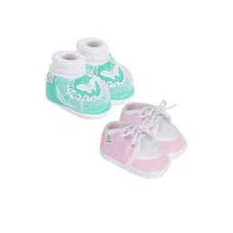 NESKA MODA Kids-Unisex Pink Cotton Booties-picture-49