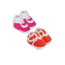 NESKA MODA Kids-Unisex Red Cotton Booties-picture-35