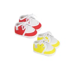 NESKA MODA Kids-Unisex Red Cotton Booties-picture-21