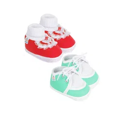 NESKA MODA Kids-Unisex Red Cotton Booties-picture-16