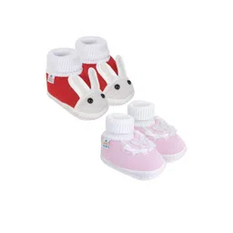 NESKA MODA Kids-Unisex Red Cotton Booties-picture-38