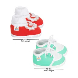 NESKA MODA Kids-Unisex Red Cotton Booties image 3