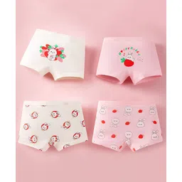 Neska Moda Modal Knit Pack Of 4 Bunny Printed Panties - Pink & White-image-5