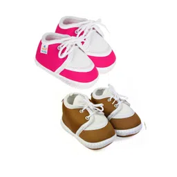 Neska Moda Newborn Baby 6 To 12 Month 2 Pair Combo Skin Friendly Soft Cotton Lace Shoes Booties-picture-37