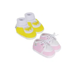 NESKA MODA Unisex Kids Pack Of 2 Cotton Butterfly & Lace Booties-picture-24