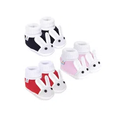 NESKA MODA Unisex Kids Pack Of 3 Rabbit Face Cotton Booties-picture-29