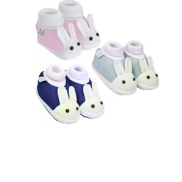 NESKA MODA Unisex Kids Pack Of 3 Rabbit Face Cotton Booties-picture-33
